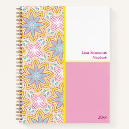 Niedlich-Rosa- und Blaue-Blume-MusterNotebook Notizbuch