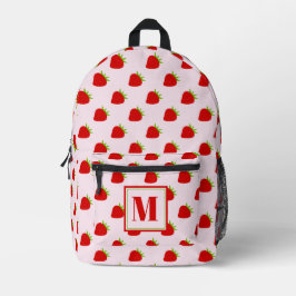 Niedlich Rosa und Rote Erdbeeren Mit Monogramm Kin Bedruckter Rucksack