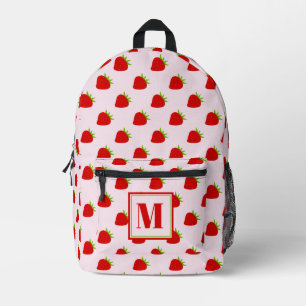 Niedlich Rosa und Rote Erdbeeren Mit Monogramm Kin Bedruckter Rucksack