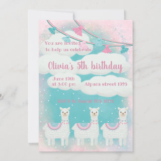 Niedlich rosa und türkisfarbener Llama