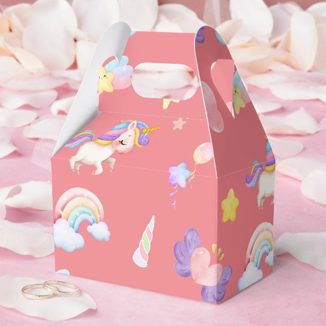 Niedlich rosa, unicorone Regenbogen Balloon Muster Geschenkschachtel (Hochzeit)