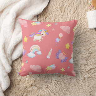 Niedlich rosa, unicorone Regenbogen Balloon Muster Kissen