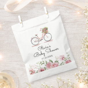 Niedlich rosa Vintage Bicycle Girl Kinderdusche Geschenktütchen