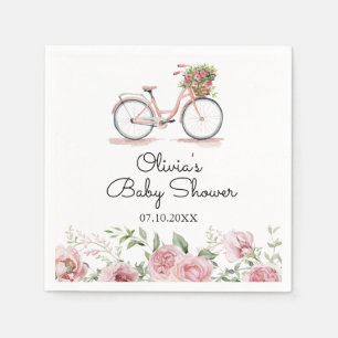 Niedlich rosa Vintage Bicycle Girl Kinderdusche Serviette
