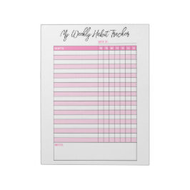 Niedlich rosa Weekly Habit Tracker Notepad Notizblock