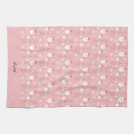 Niedlich rosa Weihnachtsmuster Geschirrtuch