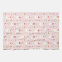 Niedlich rosa Weihnachtsmuster Geschirrtuch