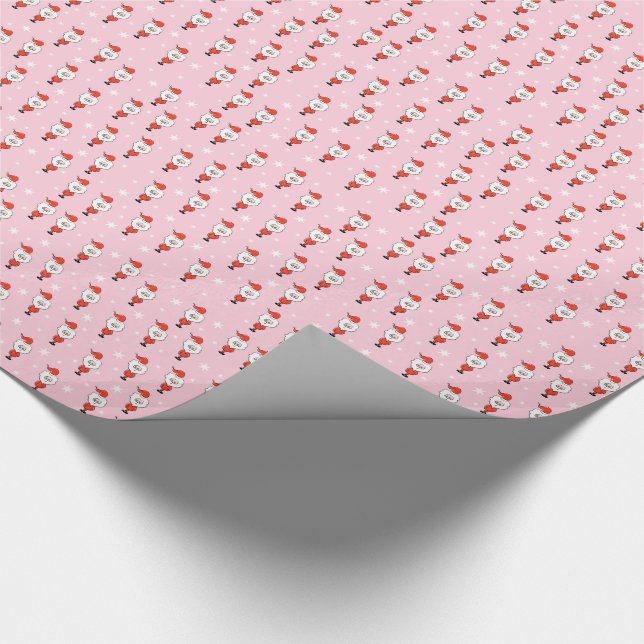 Niedlich rosa Weihnachtsmuster mit dem Weihnachtsm Geschenkpapier (Ecke)