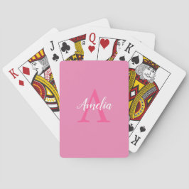 Niedlich-Rosa-White-Script-Monogram-Playing Cards Spielkarten