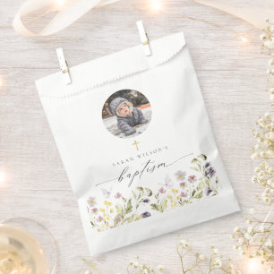 Niedlich-Rosa-Wiese-Schmetterling-Foto Taufe Geschenktütchen