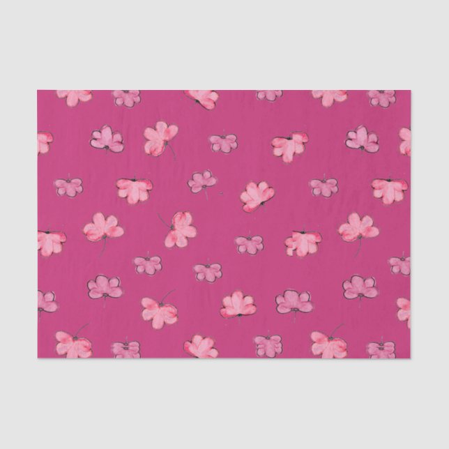 Niedlich rosafarbenes Blumengewebe Seidenpapier (Vorderseite)