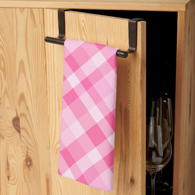 Niedlich Rosy Pink Karierte Muster Küchentücher (Drittel gefaltet)