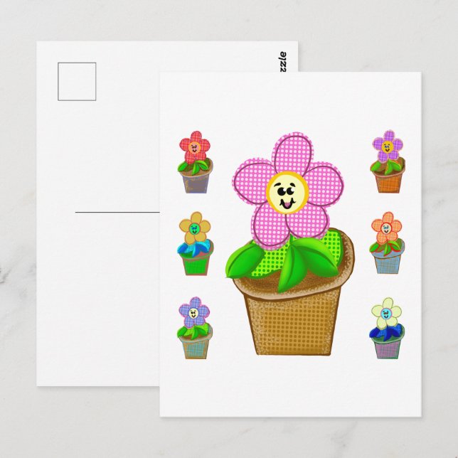 Niedlich Rosy Posy gepolsterte Blume Postkarte (Vorne/Hinten)