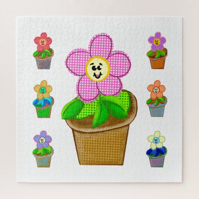 Niedlich Rosy Posy Potted Blume Square Jigsaw Puzz (Vertikal)