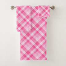 Niedlich Rosy Rosa Kariertes Muster Badetuch Set