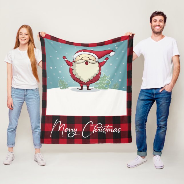Niedlich Rot Kariert Frohe Weihnachtsfeiertage Wei Fleecedecke (Beispiel)