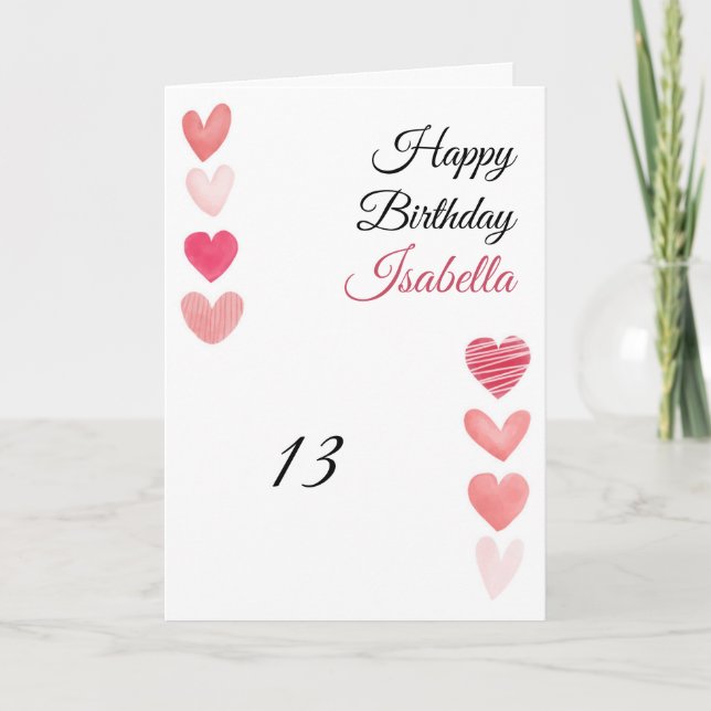 Niedlich Rot und Rosa Rosa Rote Herzen Set 13. Geb Karte (Vorderseite)