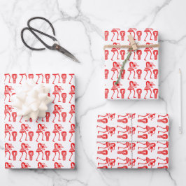Niedlich, Rote Silhouette, glücklicher Tanz Geschenkpapier Set