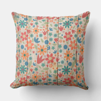 Niedlich Rotes Orangenblauer Blütenblätterdörfchen Kissen
