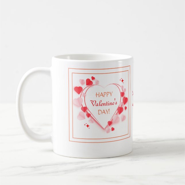 Niedlich Rotes Rosa Herzchen Glückliches Valentins Kaffeetasse (Links)
