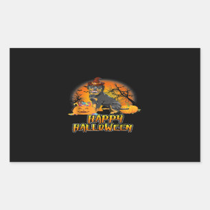 Niedlich Rottweiler Happy Halloween Hund Funny Lie Rechteckiger Aufkleber