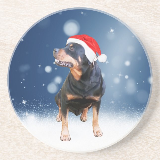 Niedlich Rottweiler Hund Weihnachten Weihnachtsman Getränkeuntersetzer (Vorne)