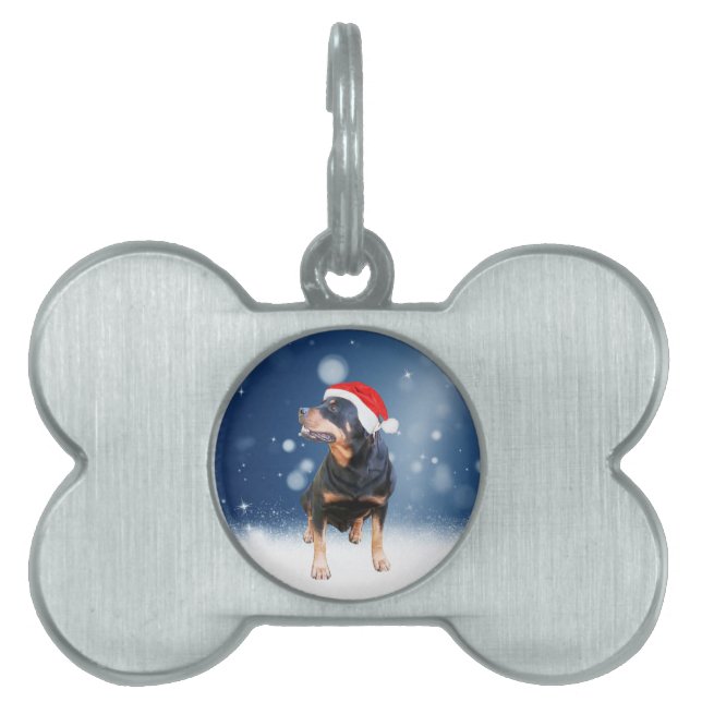 Niedlich Rottweiler Hund Weihnachten Weihnachtsman Tiermarke (Vorderseite)