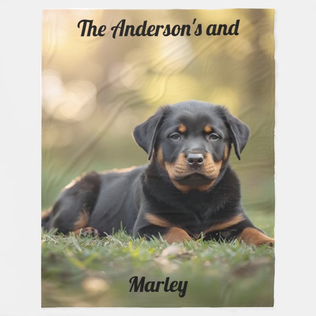 Niedlich Rottweiler Personalisiert Fleecedecke (Vorderseite)