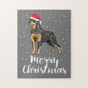 Niedlich Rottweiler Weihnachtsmannmütze Frohe Weih