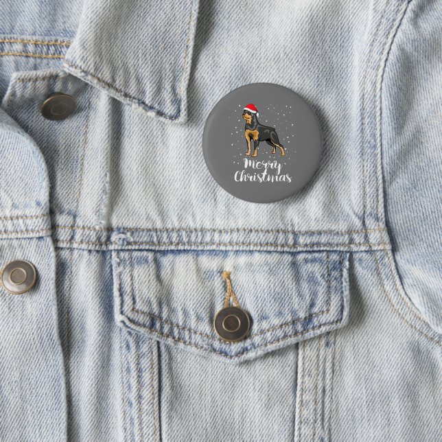 Niedlich Rottweiler Weihnachtsmannmütze Frohe Weih Button (Beispiel)
