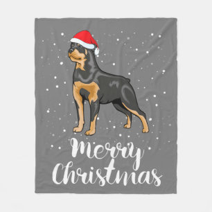 Niedlich Rottweiler Weihnachtsmannmütze Frohe Weih Fleecedecke
