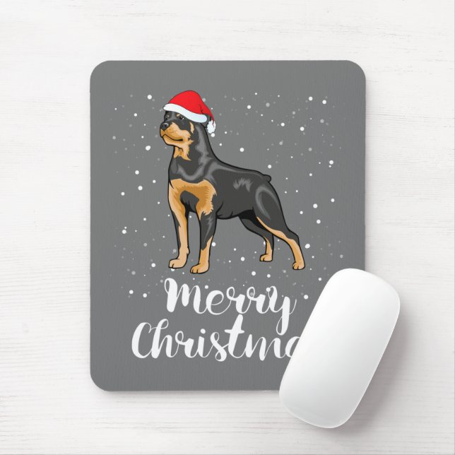 Niedlich Rottweiler Weihnachtsmannmütze Frohe Weih Mousepad (Mit Mouse)