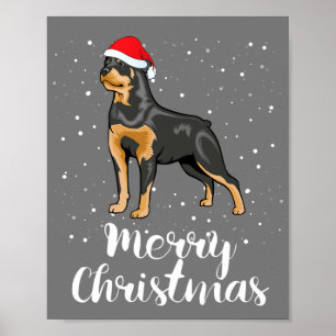 Niedlich Rottweiler Weihnachtsmannmütze Frohe Weih Poster