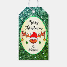 Niedlich Rudolph Reindeer Aquamariner Grüner Glitz