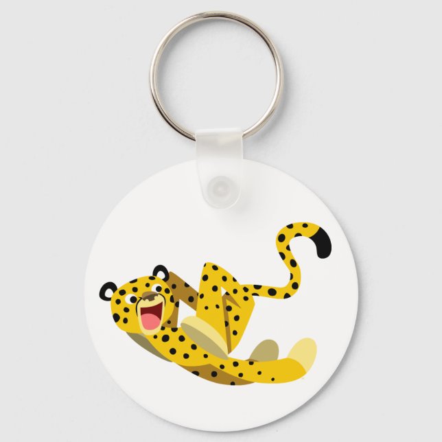 Niedlich Running Cartoon Cheetah Schlüsselanhänger (Vorderseite)