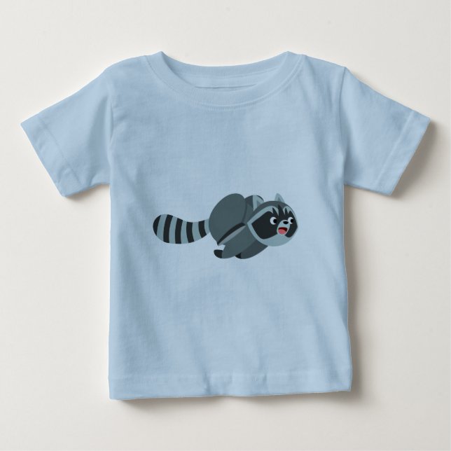 Niedlich Running Cartoon Raccoon Baby T - Shirt (Vorderseite)