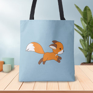 Niedlich Running Fox auf blau Tasche