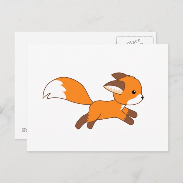 Niedlich Running Fox Postkarte (Vorne/Hinten)