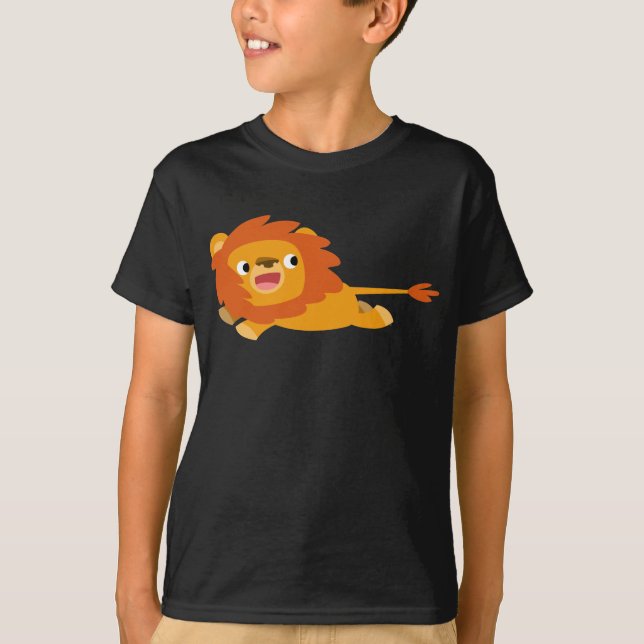 Niedlich Rushing Cartoon Lion Children T - Shirts (Vorderseite)
