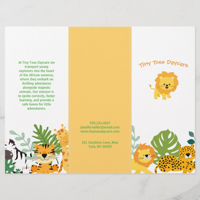 Niedlich Safari Animal Child Daycare Business Bros (Vorderseite)