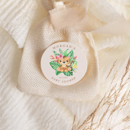 Niedlich Safari Animals Baby Dusche Runder Aufkleber