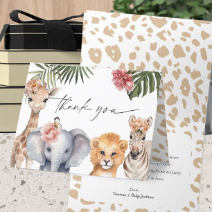 Niedlich Safari Animals Baby Girl Dusche Vielen Da Dankeskarte