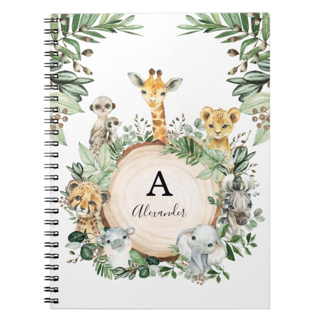 Niedlich Safari Animals Jungle Greenerity Boys Sch Notizblock (Vorderseite)