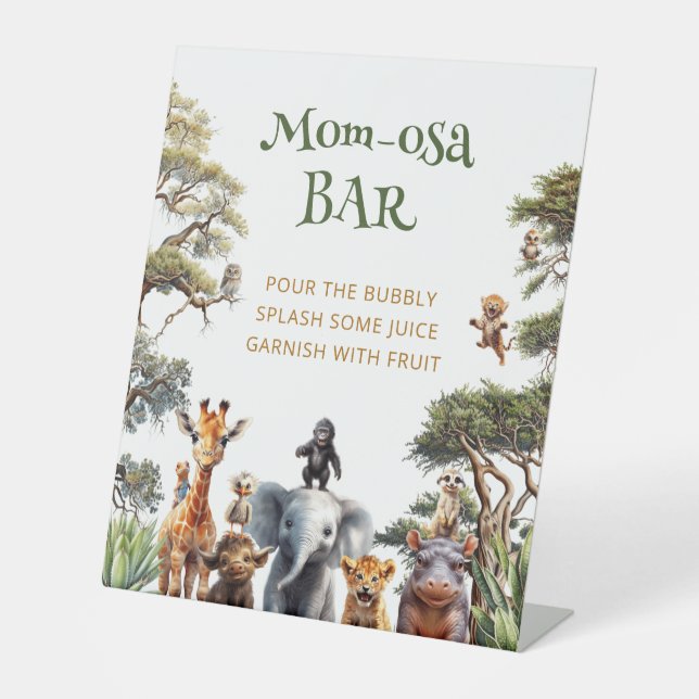 Niedlich Safari Animals Mama-osa Bar Baby Dusche Sockelschild (Vorderseite)