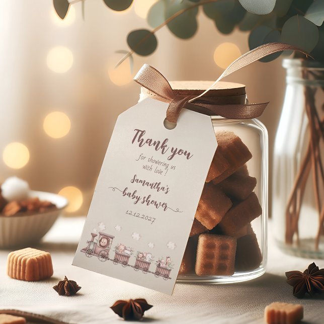 Niedlich Safari Baby Animals Train Baby Dusche Geschenkanhänger (Von Creator hochgeladen)