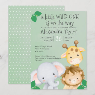 Niedlich Safari Baby Dusche Personalisiert Einladung