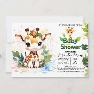 Niedlich Safari Baby Giraffe Babydusche Einladung