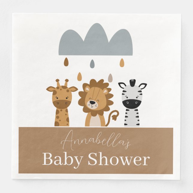 Niedlich Safari Boho Baby Animals Serviette (Vorderseite)