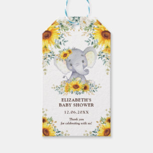 Niedlich Safari Elephant Sunflowers Baby Dusche Ge Geschenkanhänger