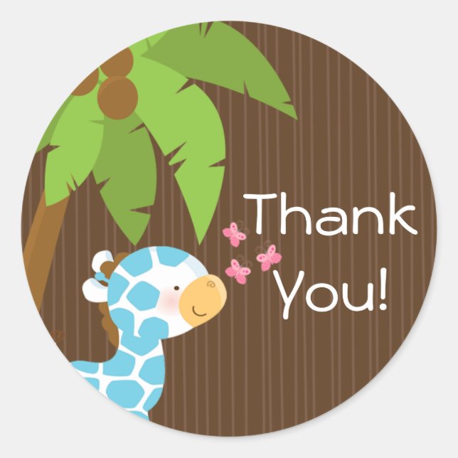 Niedlich Safari Giraffe Boy Baby Shower Stickers (Vorderseite)